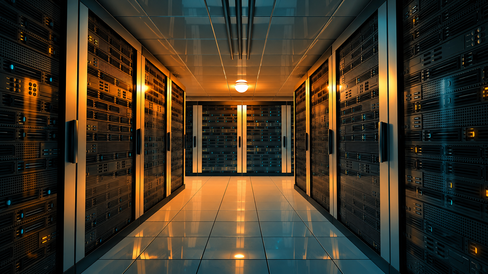 Picture of colorful data center.