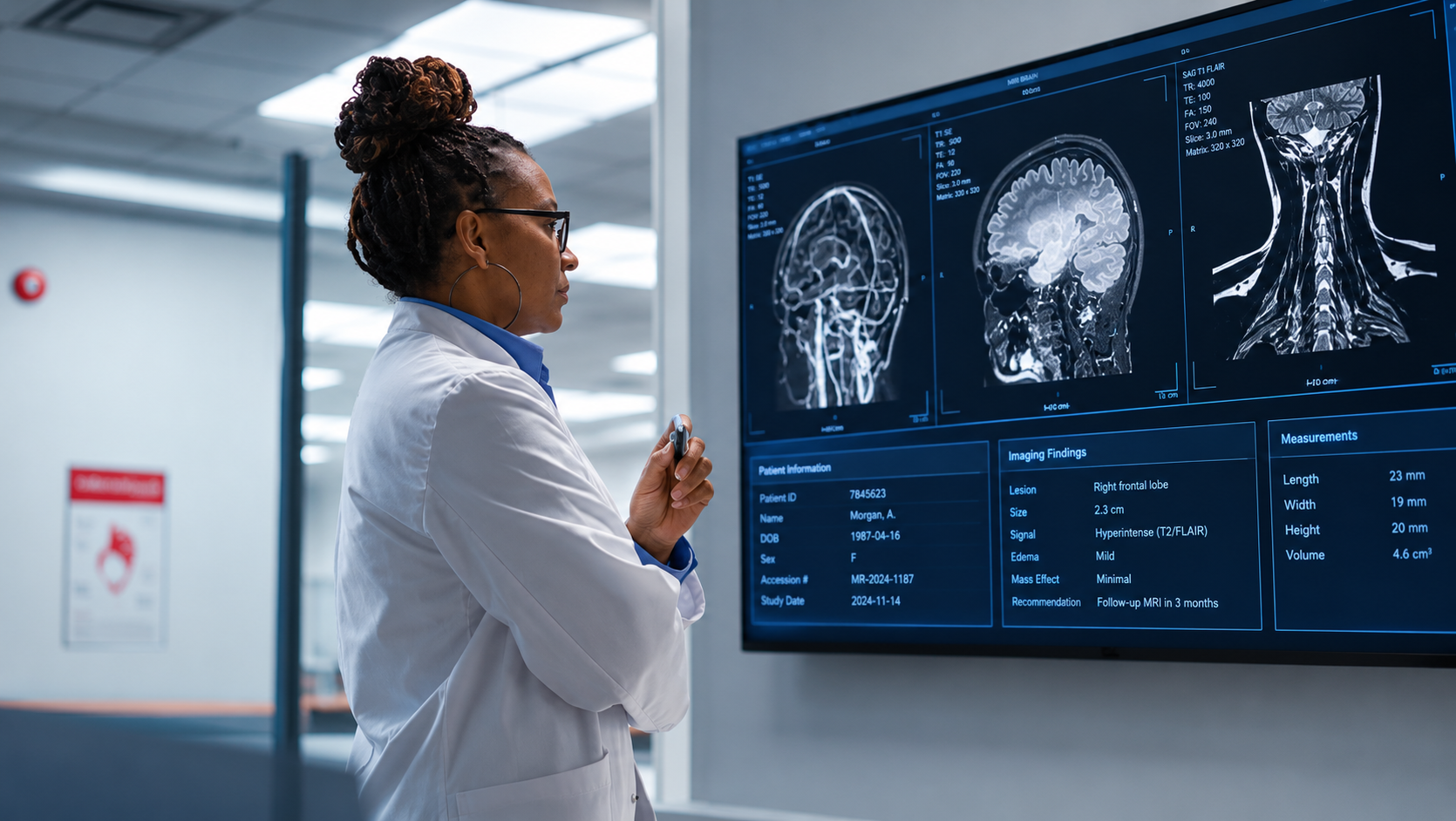 Healthcare professional examining scans