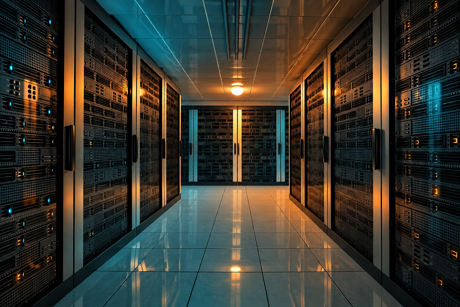 Data Center with colorful overlay