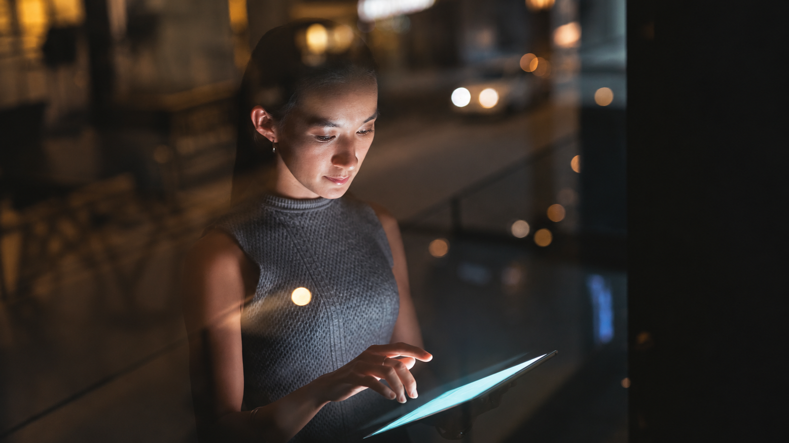 Person working on tablet