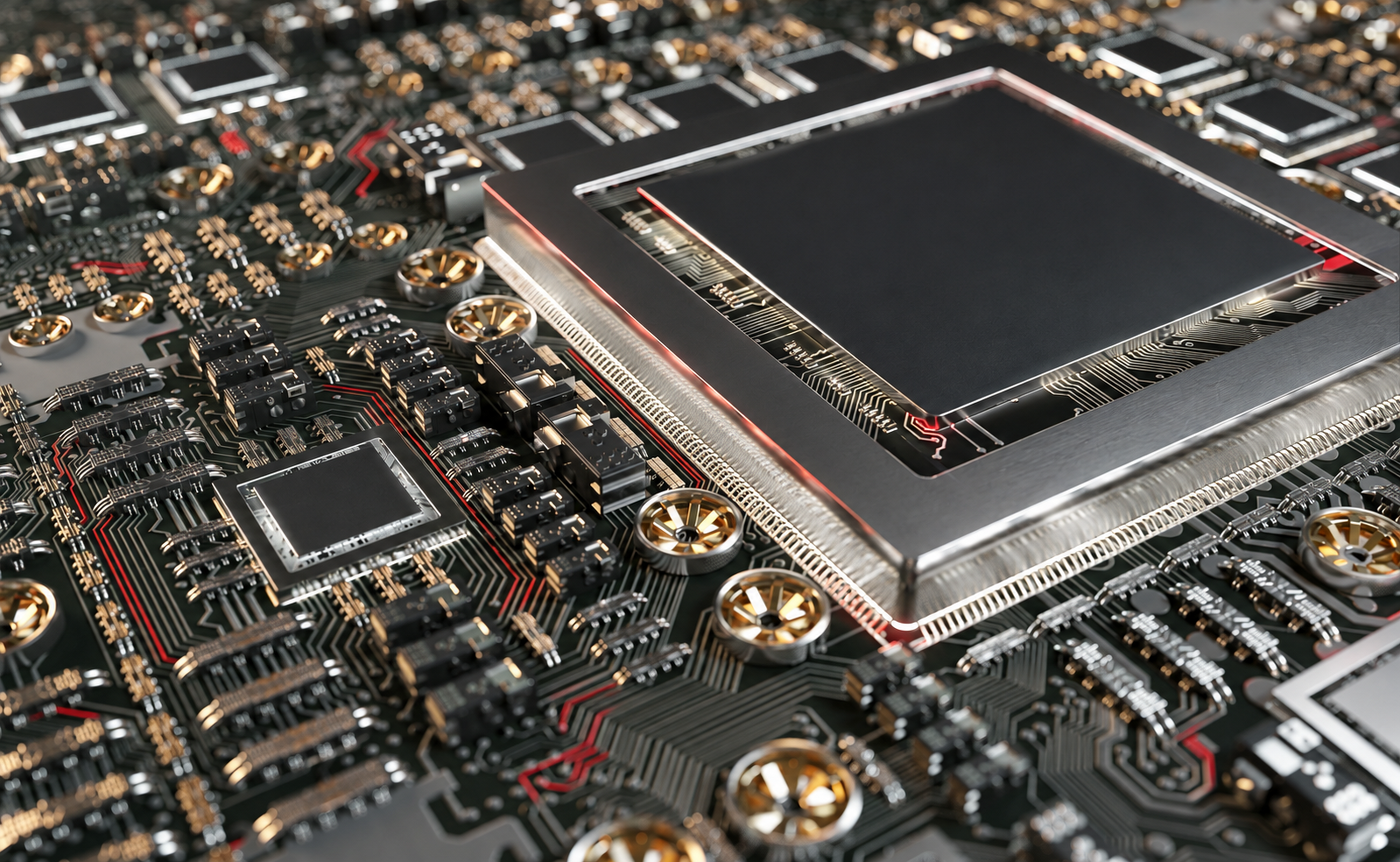A close-up image of a semiconductor chip