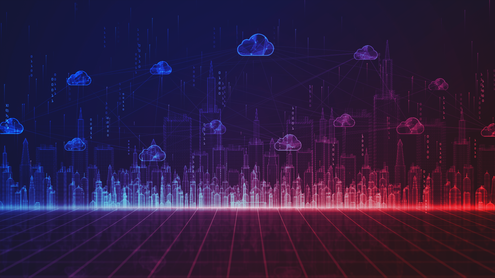 Cloud network over a city skyline