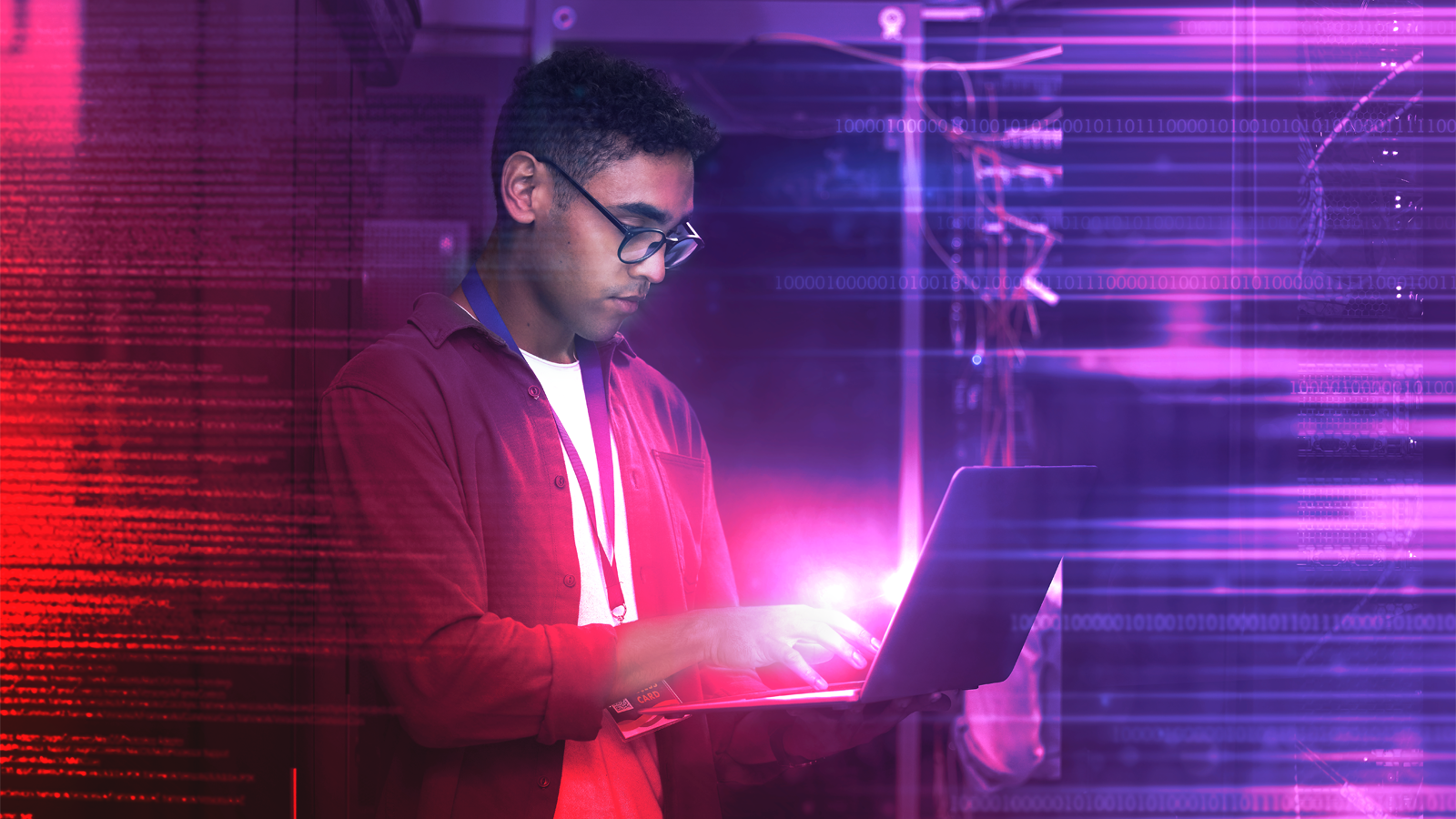 Testing professional using laptop