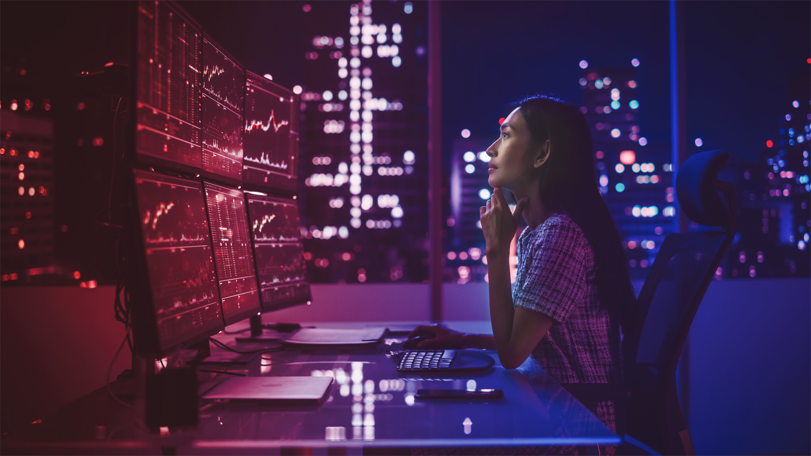 Professional viewing multiple monitors