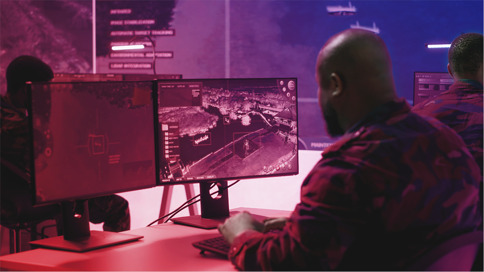 Aerospace professional viewing desktop