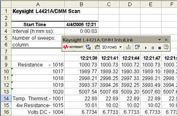 Keysight L4421A Multimeter IntuiLink for Excel v1.0 Screenshot