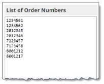 Partner Renewal List of Order Numbers Example