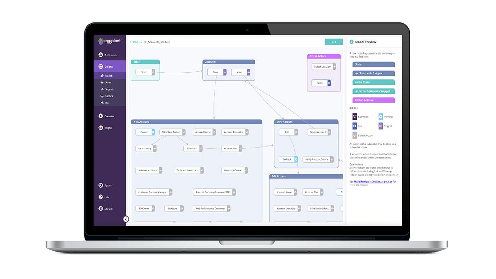 Automation Intelligence (Eggplant Test) software on laptop