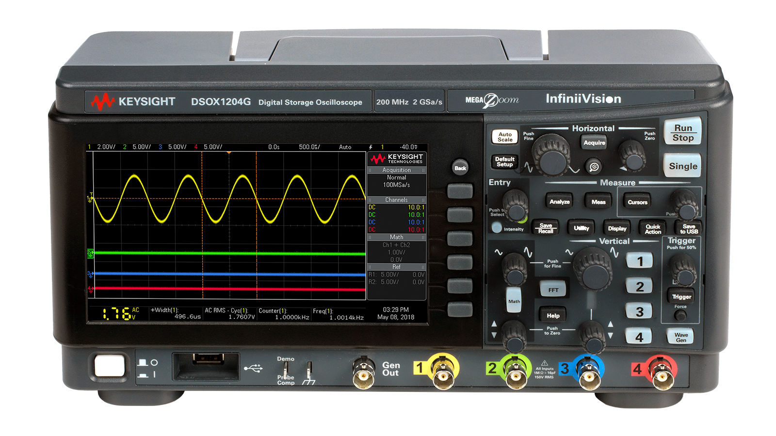 Front side top view of Keysight InfiniiVision 1000 X-Series Oscilloscope
