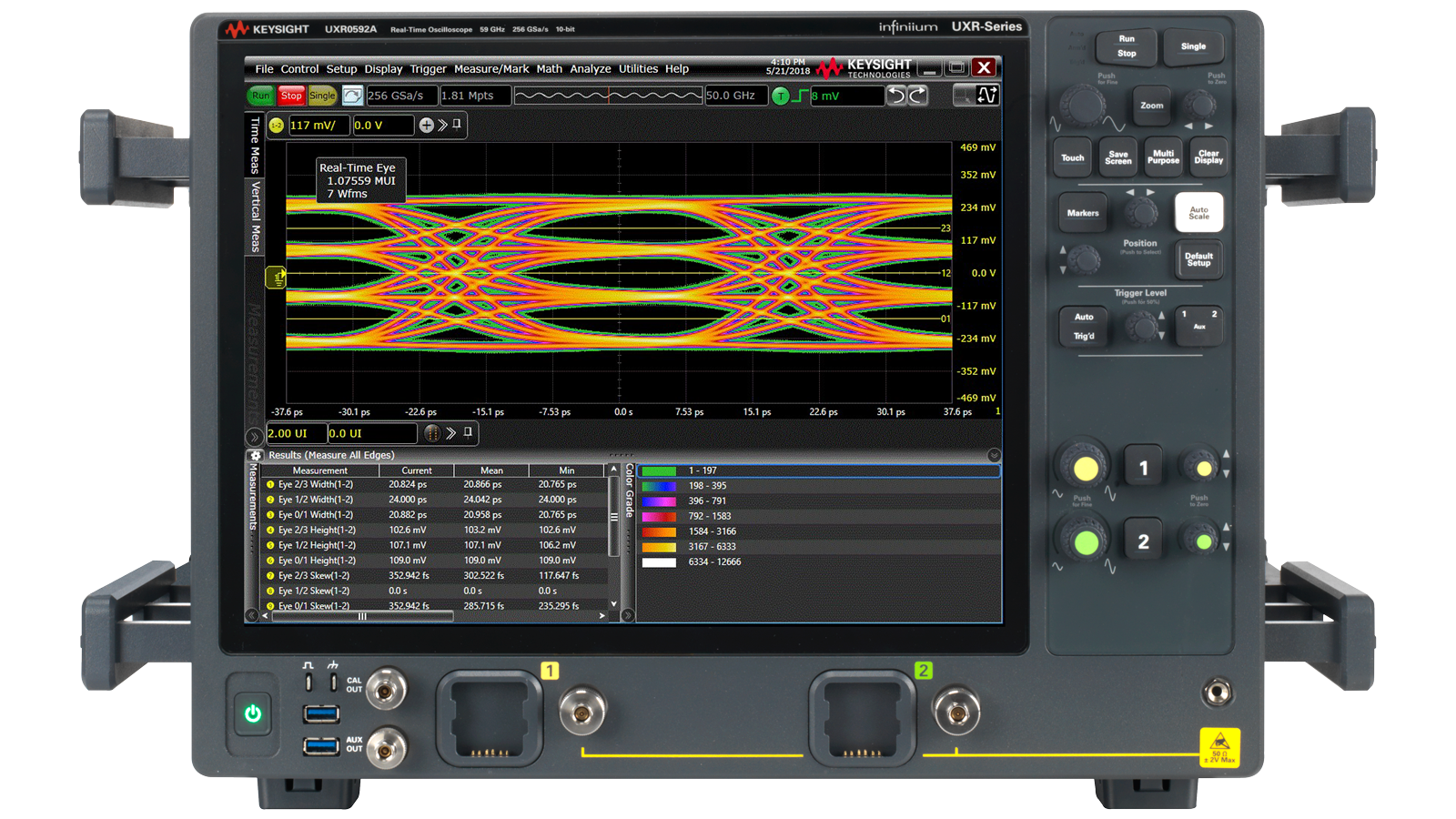 Front  view of Infiniium UXR Real-Time High-Performance Oscilloscope
