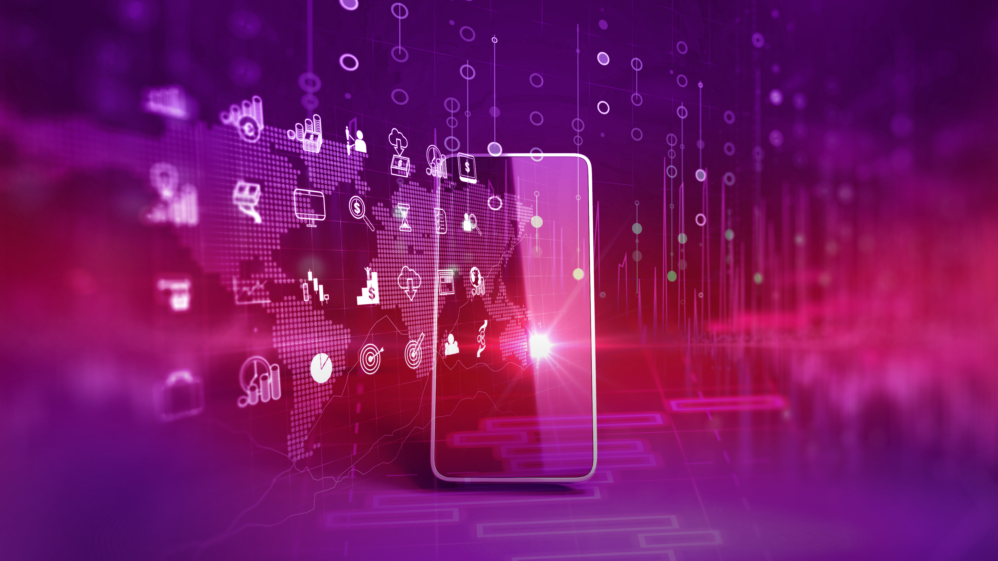 Apps rising out of a smart phone representing the possibilities with SBMP
