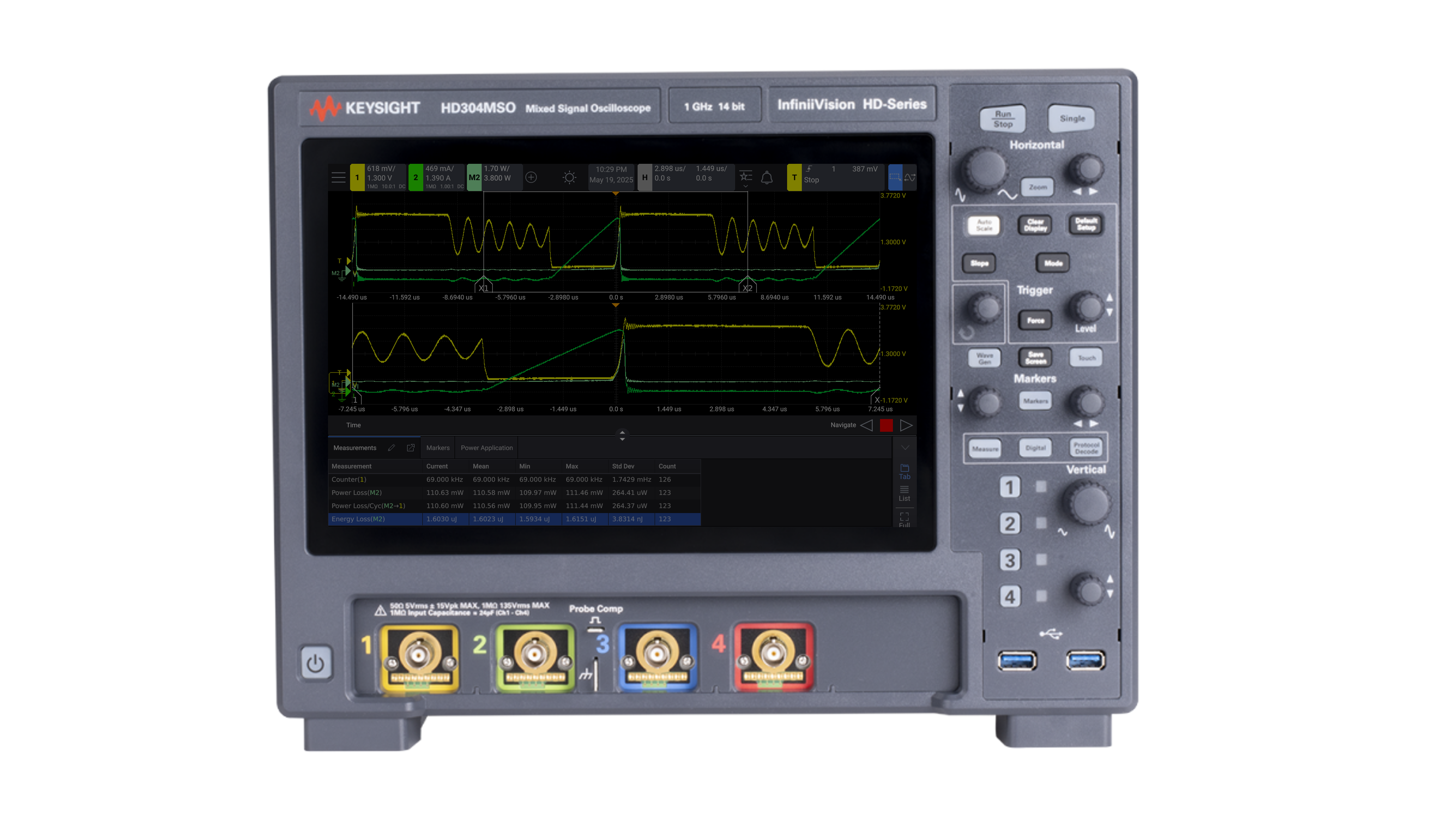 Imagem do software de análise de potência para o osciloscópio InfiniiVision HD3 Series