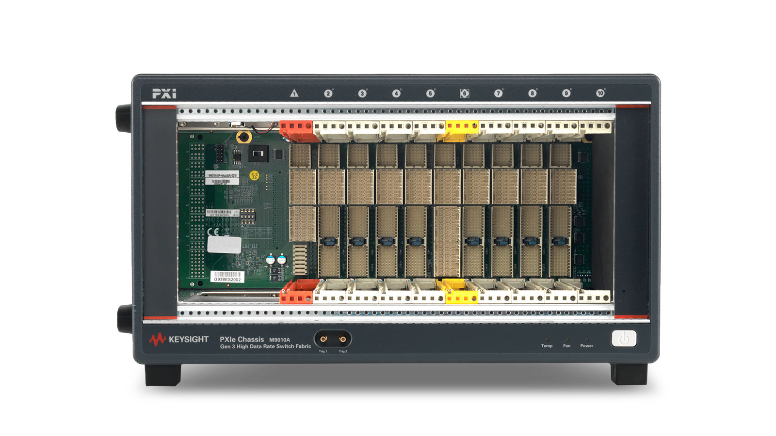 Abbildung des PXIe-Chassis: 10 Steckplätze, 3 HE, 24 GB/s, Gen 3