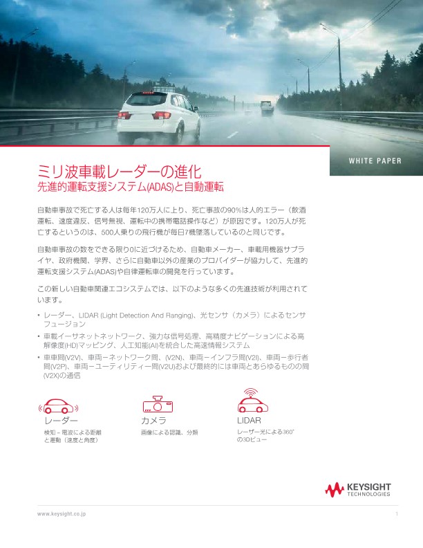 ミリ波車載レーダーの進化 先進的運転支援システム(ADAS)と自動運転