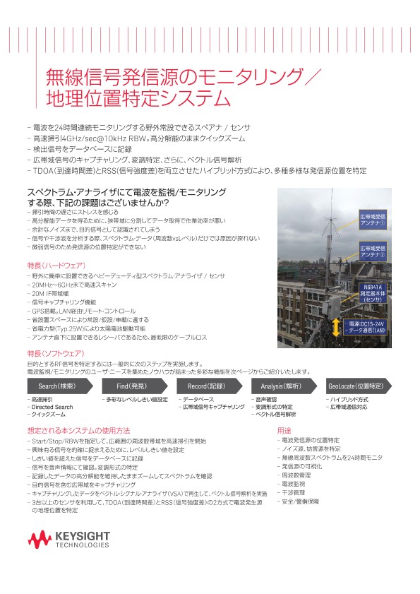 無線信号発信源のモニタリング／地理位置特定システム