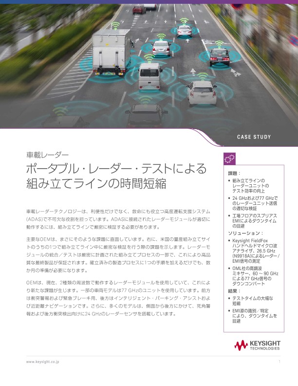 ポータブル・レーダー・テストによる組み立てラインの時間短縮