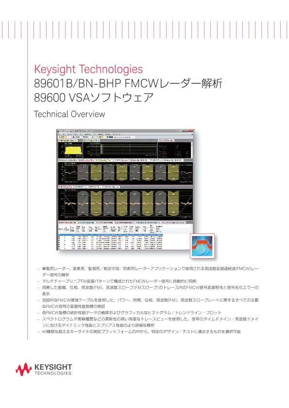 Keysight Technologies 89601B/BN-BHP FMCWレーダー解析 89600 VSAソフトウェア