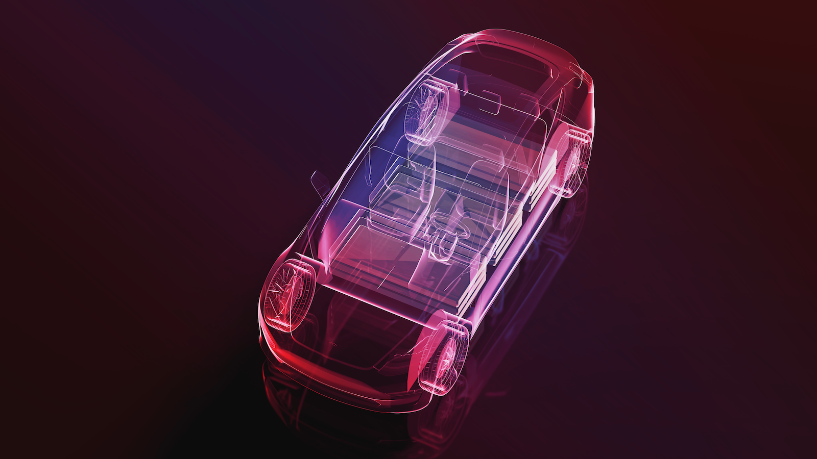 Rendering of vehicle blueprint with internal systems
