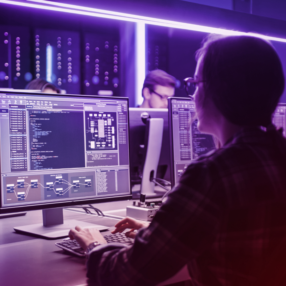 an employee working with software