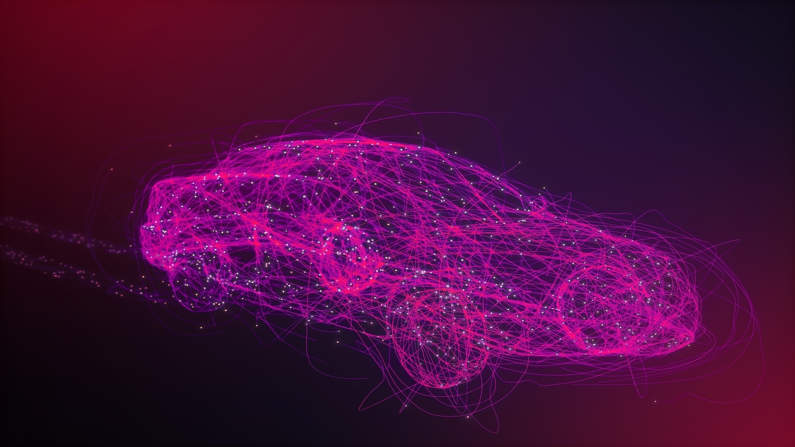 Various light beams form image of a car representing illumination optical system