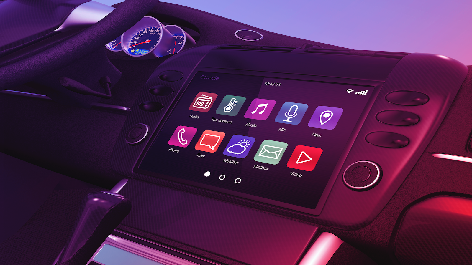 In-vehicle screen console displays apps