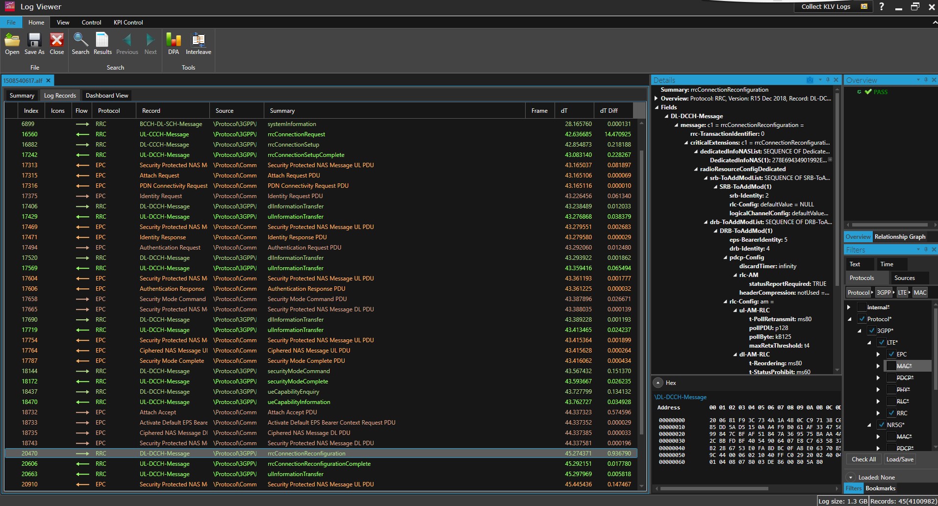 C8706000A Protocol Carrier Acceptance Test Software Log Viewer