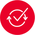 Círculo com uma marca indicando atualizações do sistema
